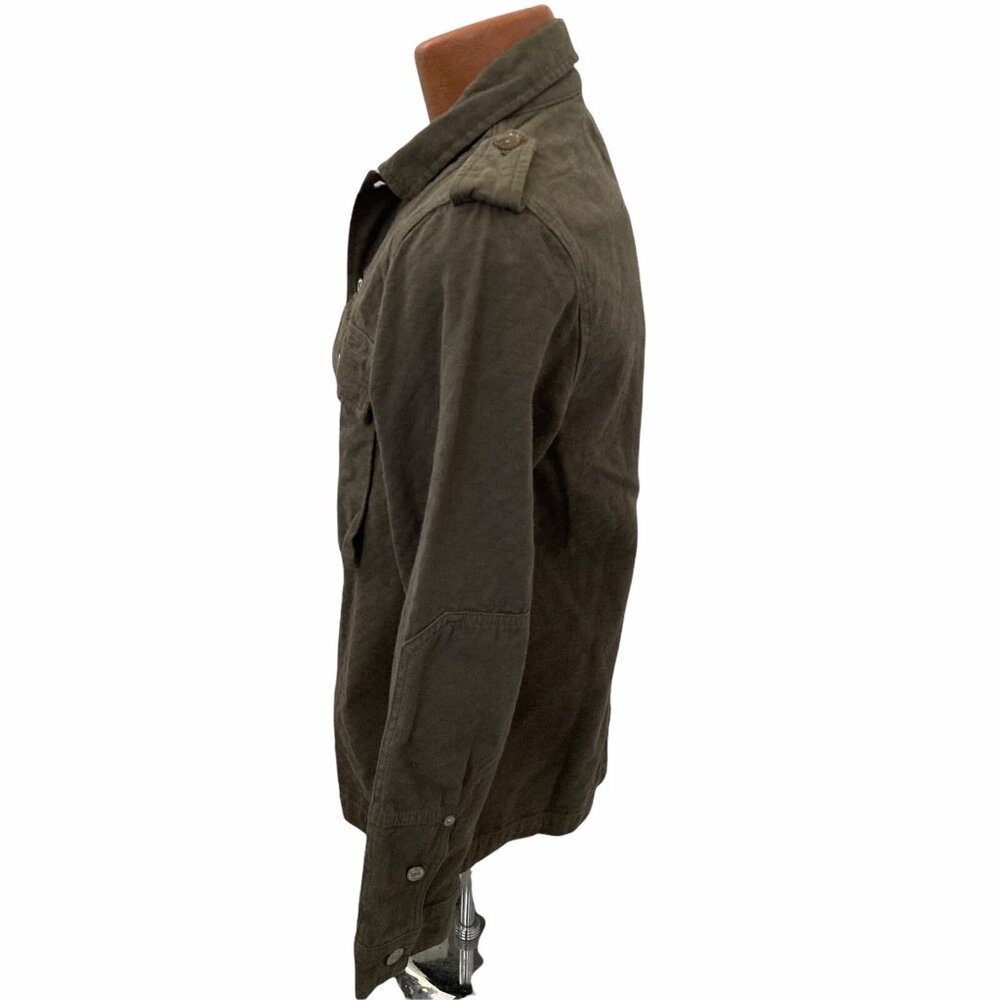 7 For All Mankind Textured Military Shirt Jacket Mens Small Olive Green Shacket - Picture 10 of 12
